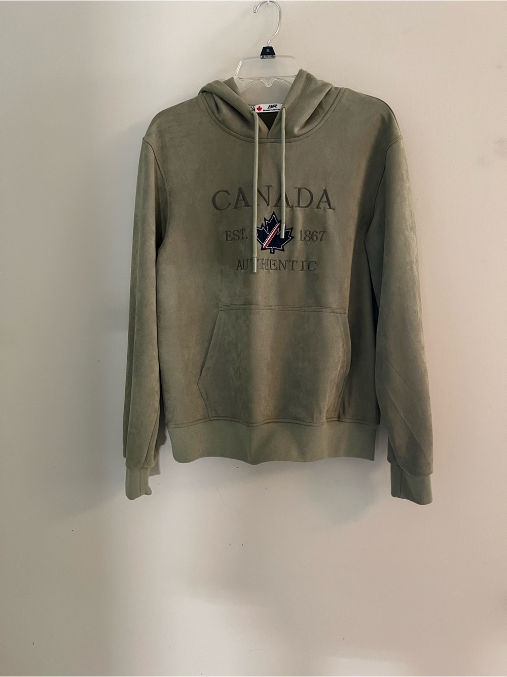 Babazoo Republic Canada Green Suede Pullover Hoodie Sweatshirt Men’s Small
